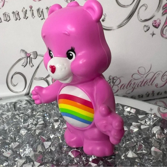 Carebear mini action figure rainbow pink hard plastic toy cute bear 🐻 - Picture 3 of 4